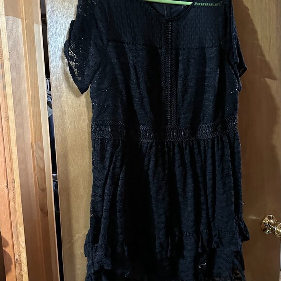 Used Black Lane Bryant Dress Lace Black Material Sz 18 Zips in Back - Picture 5 of 13